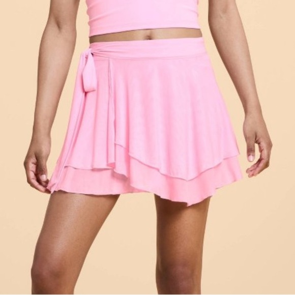 Blogilates Pink Dance Studio Wrap Skirt Skort Size Large - Picture 1 of 8